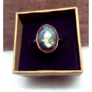 Labradorite crystal Ring size 6 handmade copper metalwork